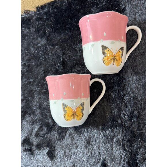 Lenox Butterfly Ceramic Mugs With Pink & White Finish - Picture 2 of 10